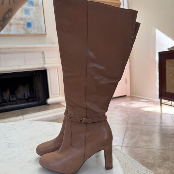 EUC $220 Naturalizer Henry Tan Chestnut Leather Knee High Heeled Boots - Picture 5 of 8